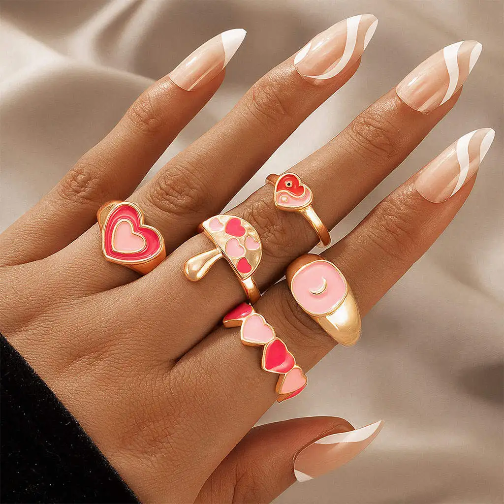 5 Pieces Stylish Rings Boho Ornament for Mother Daughter Party Daily Work