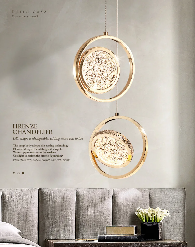 Hae6631fe6fa74431a21a8626442f76d1o Modern Led Round Pendant Lights Crystal Ring Hanging Lamps Gold Bedside Lighting Decoration Bedroom Rotatable Luxury Droplight