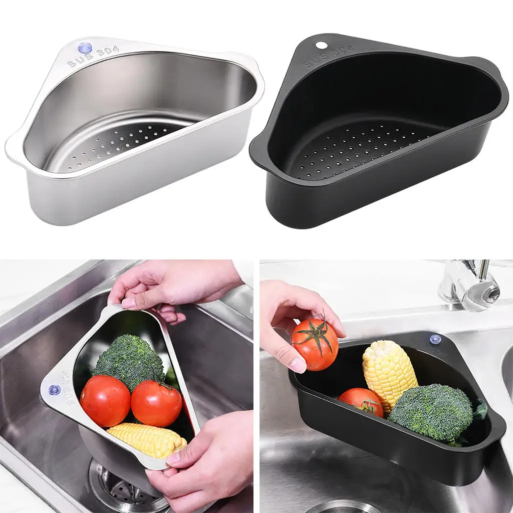 Kitchen Sink Corner Strainer Vegetable Fruit Drainer Basket for Bathroom Kitchen