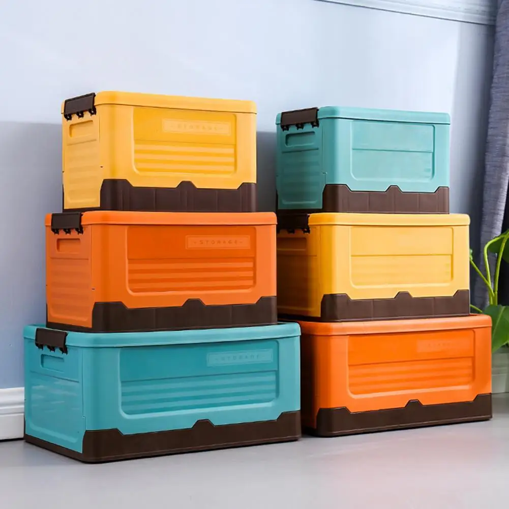 Caja de almacenamiento de plástico resistente calor, organizador de juguetes plegable, caja de herramientas, maletero coche, tapa plegable de viaje al aire libre|Cajas y recipientes almacenamiento| -