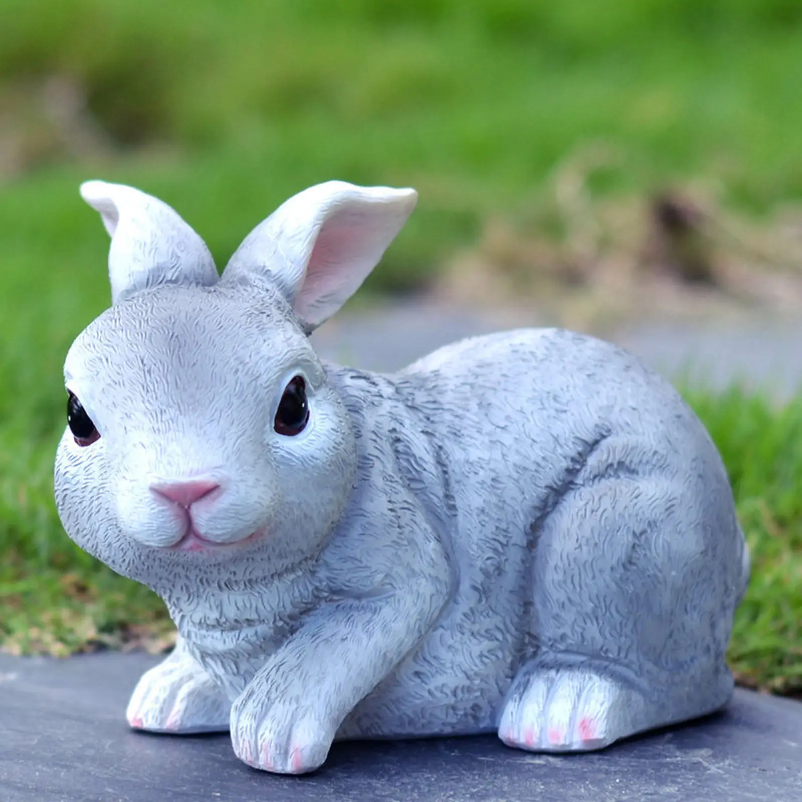 Bunny Rabbits Garden Animal Statues Outdoor Decor Ornament for Home, Garden, Table for Patio Yard Lawn Polyresin 7.4 inch