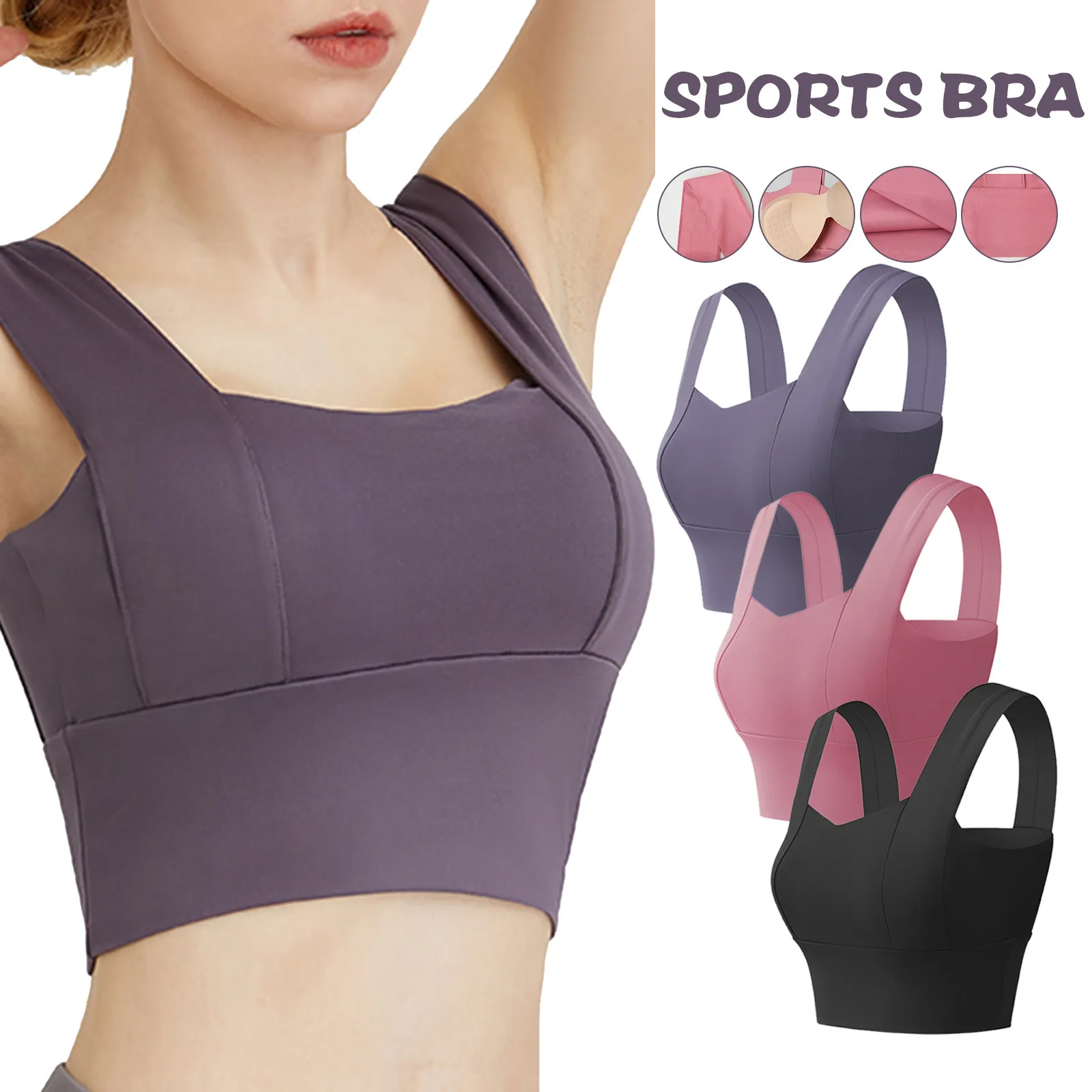 Soft Active Sports Bra Yoga Bra Push Up Shockproof Fitness Fitness Gym Bras Crop Tops Women Plain Yoga Workout Bras Underwear d3