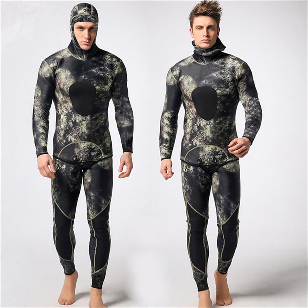 Men 3mm Neoprene Warm Wetsuit Two-piece Snorkeling Fishing Diving Surf Swim Suit