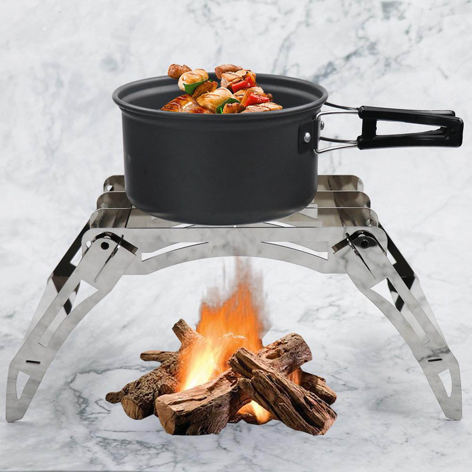 Foldable Stove Stand Camping Pot Holder Bracket Burner Support Picnic Grill