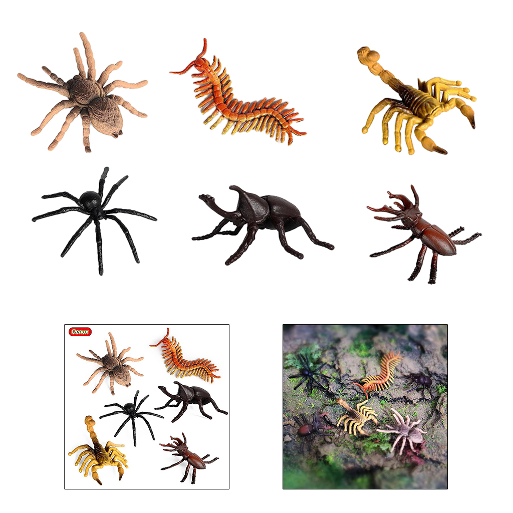 6pieces Insects Figures Toys Science Halloween Party Insect Figurines Set
