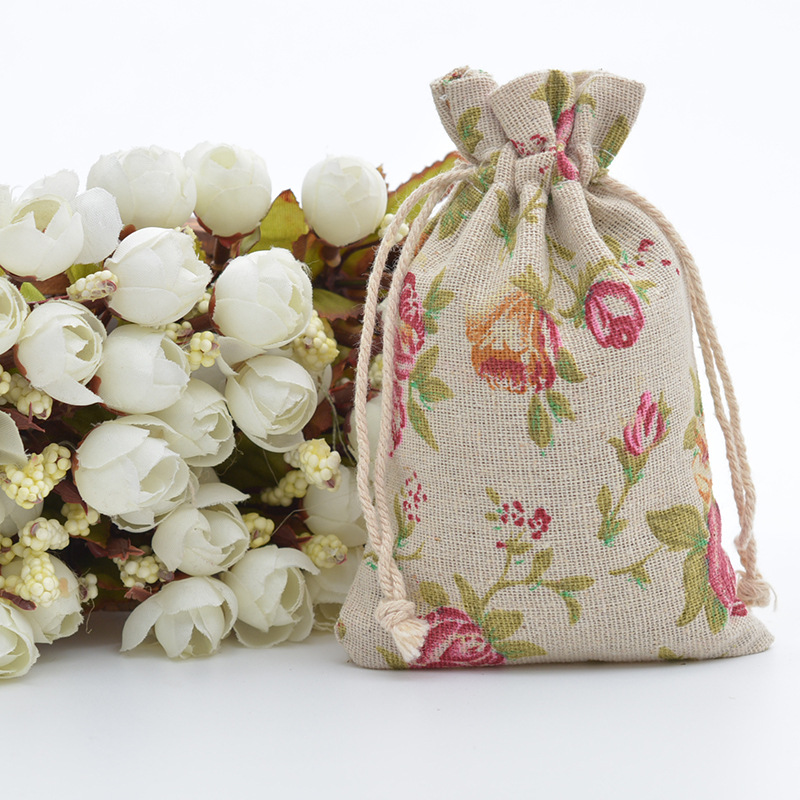 10pc niedlichen Druck wieder verwendbare Baumwolle Linie Tasche Kordel zug Beutel Süßigkeiten Gunst Halter Schmuck Party Geschenke Tasche 10x14cm/13x18cm 29 Farben – Detail 6
