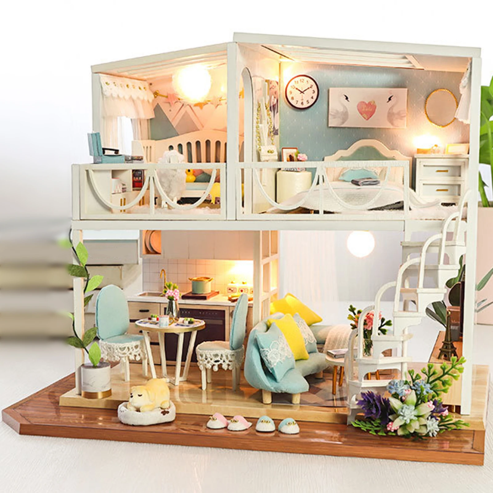 Doll House Decor Accessory Kids Home Toys DIY Miniature Doll House DIY Dollhouse Gifts for Boys Girls