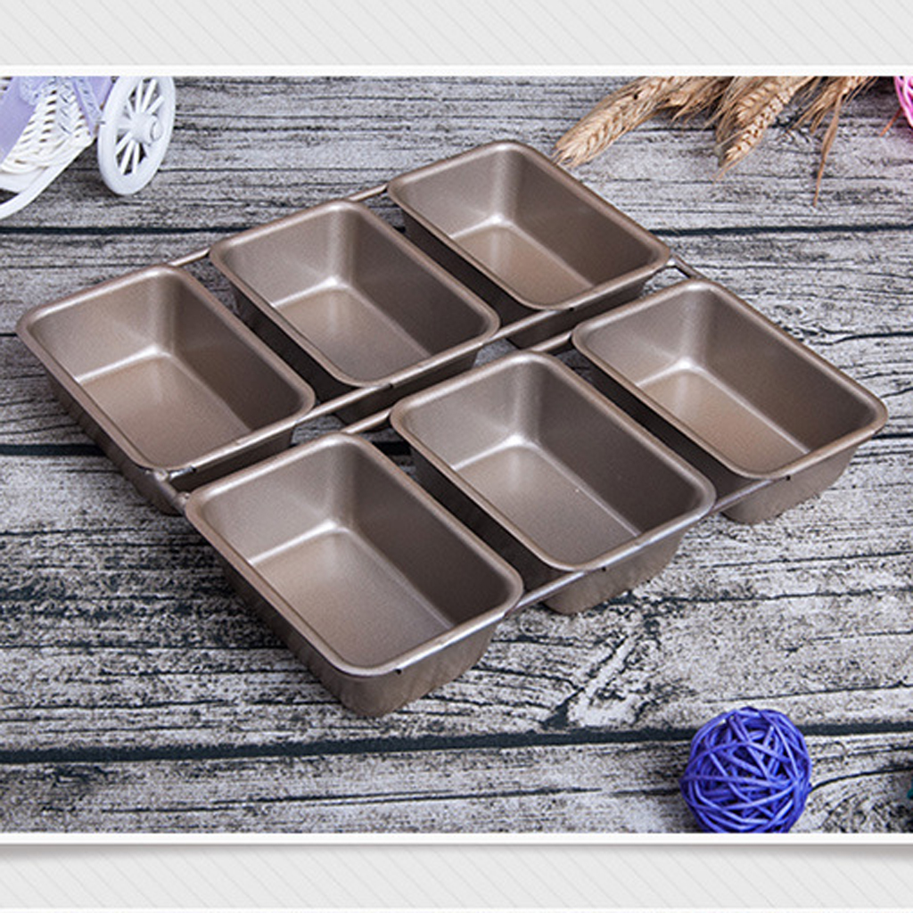 6 Cavity Metal Loaf Non Stick Pan Bakeware Mini Deserts Bread Baking Tin