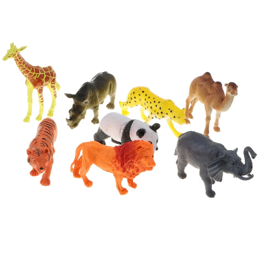 8pcs Plastic Zoo Animals Model Figures Kids Girls Boys Party Bag Fillers