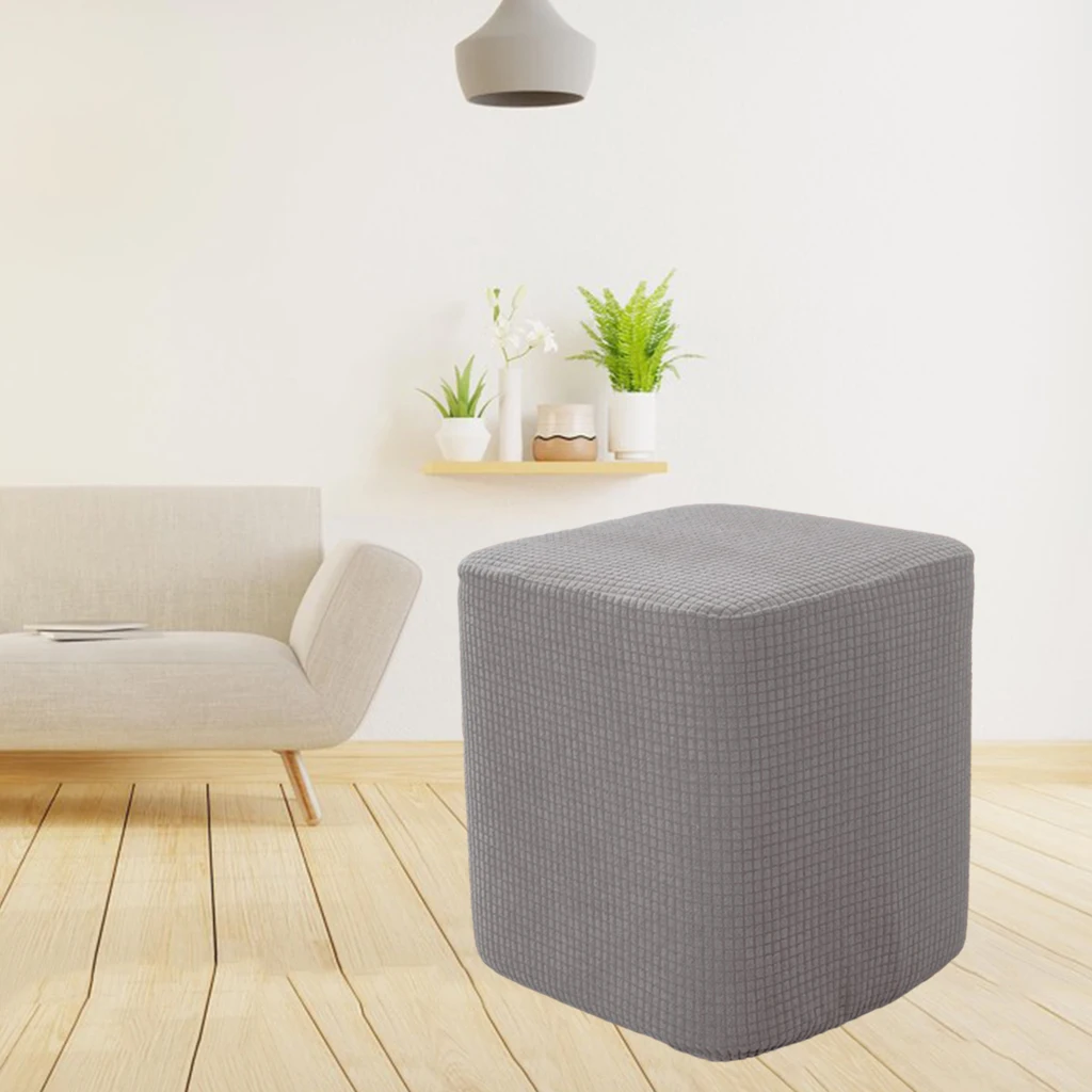 Stretch Square Storage Stool Ottoman Covers Furniture Footstool Slipcover