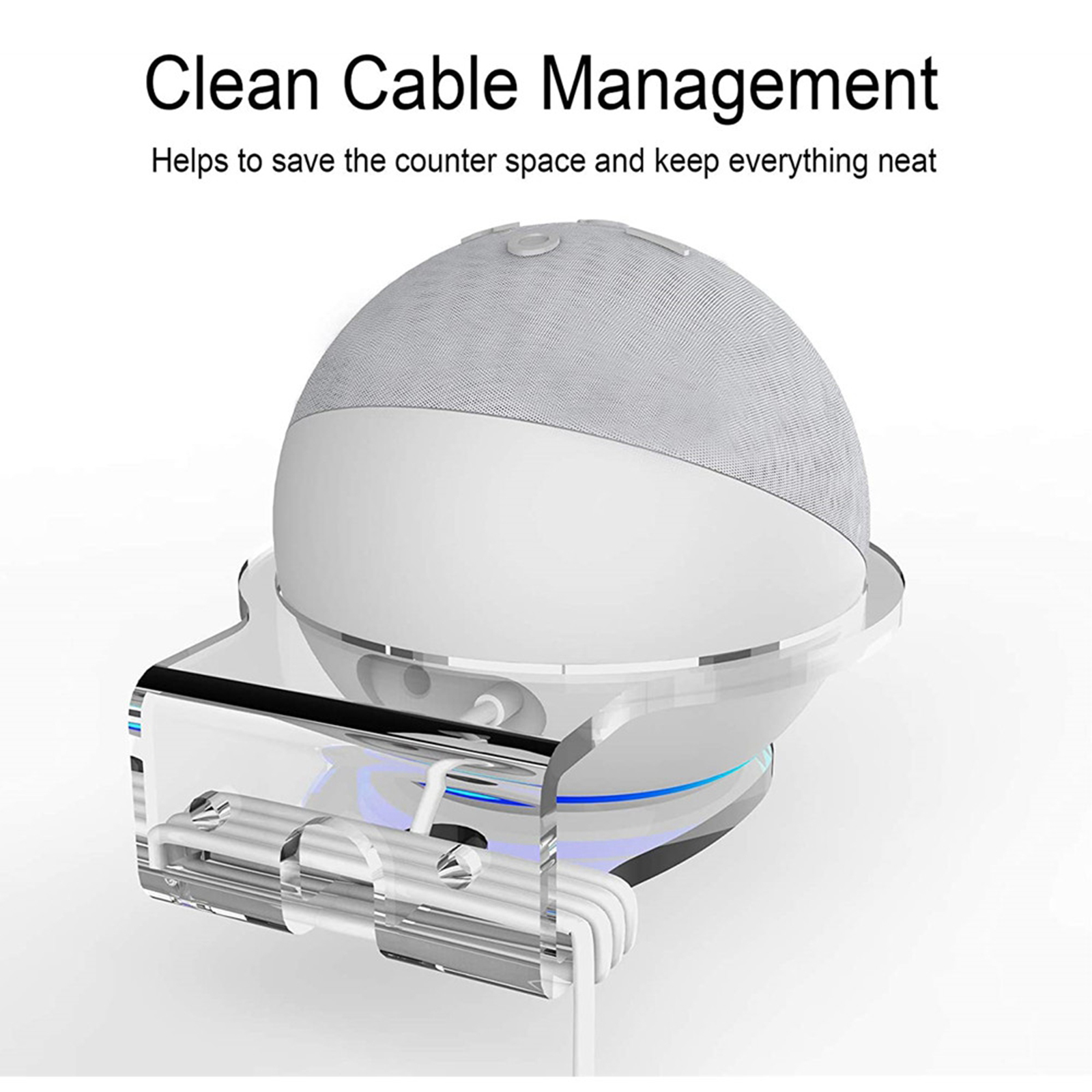 Clear Speaker Wall Mount Stand Holder for  Mini Wall Stand Cord Management Punch-Free