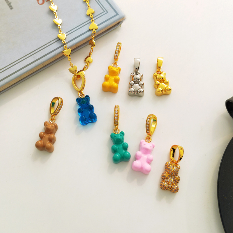 Pendant Necklace for Women Korean Colorful Bear Blue Zircon Crystal Neck Chain Female Jewelry Free Shipping Gift 18k Gold Plated Pendant Necklace for Women Korean Colorful Bear Blue Zircon Crystal Neck Chain Female Jewelry Free Shipping Gift 18k Gold Plated