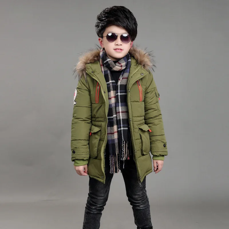 2022 New Big Size Thick Warm Winter Teenager  Boys Jacket Heavy Fashion Hooded Outerwear For Kids Children Windbreaker Coat waterproof coats & jackets