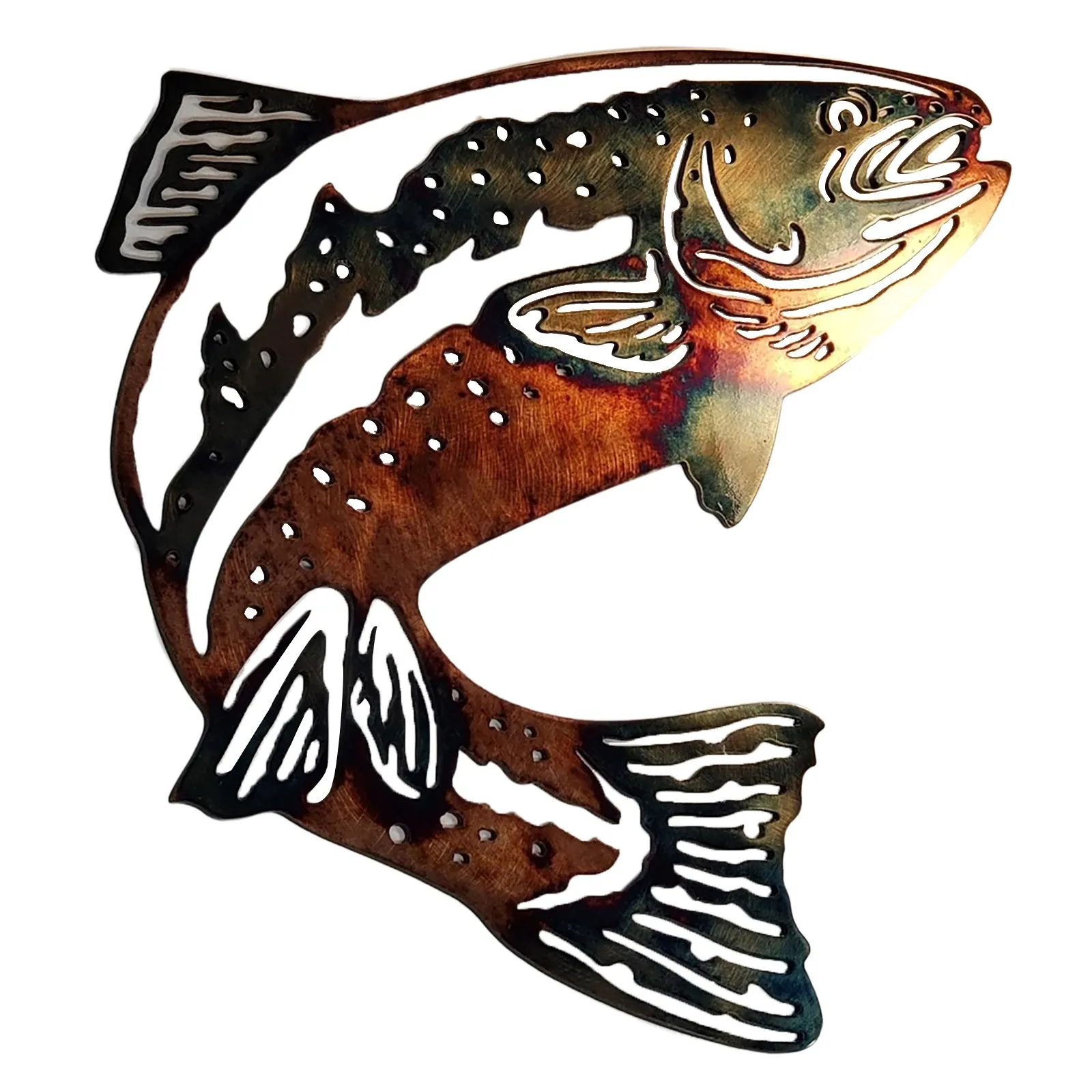 Metal Salmon/Chinook/Fish,Fly,Fishing,Cabin.Lodge,Art,Wall,Home decor,Wildlife 