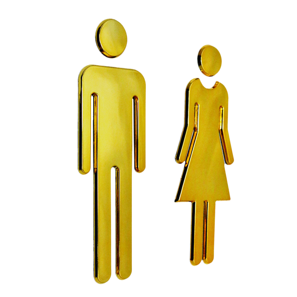 Toilet Door Sign Men & Women WC Decals Stickers Restroom Washroom Signage Plaque Mirror Surface
