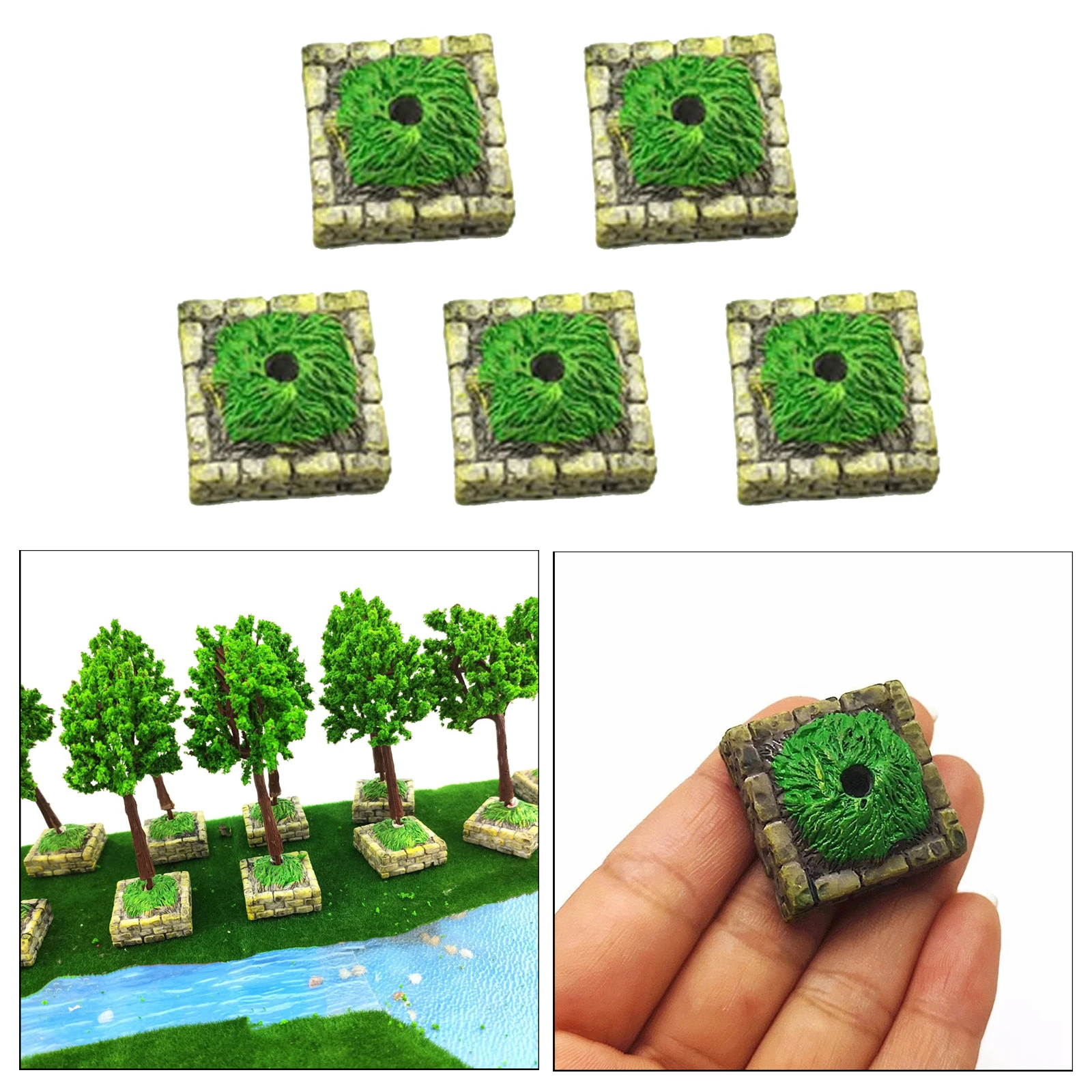 5 Pack Resin Mini Tree Altar Base Ornament Diorama Scenery Landscape Accessories