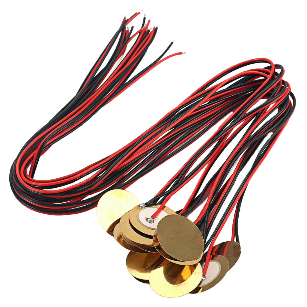 12pcs 27mm Piezo Disc Elements w/ 48cm Leads for Guitar for Acoustic Guitar Pickups Cigar Box Guitars Drum Triggers Pickup ACCS