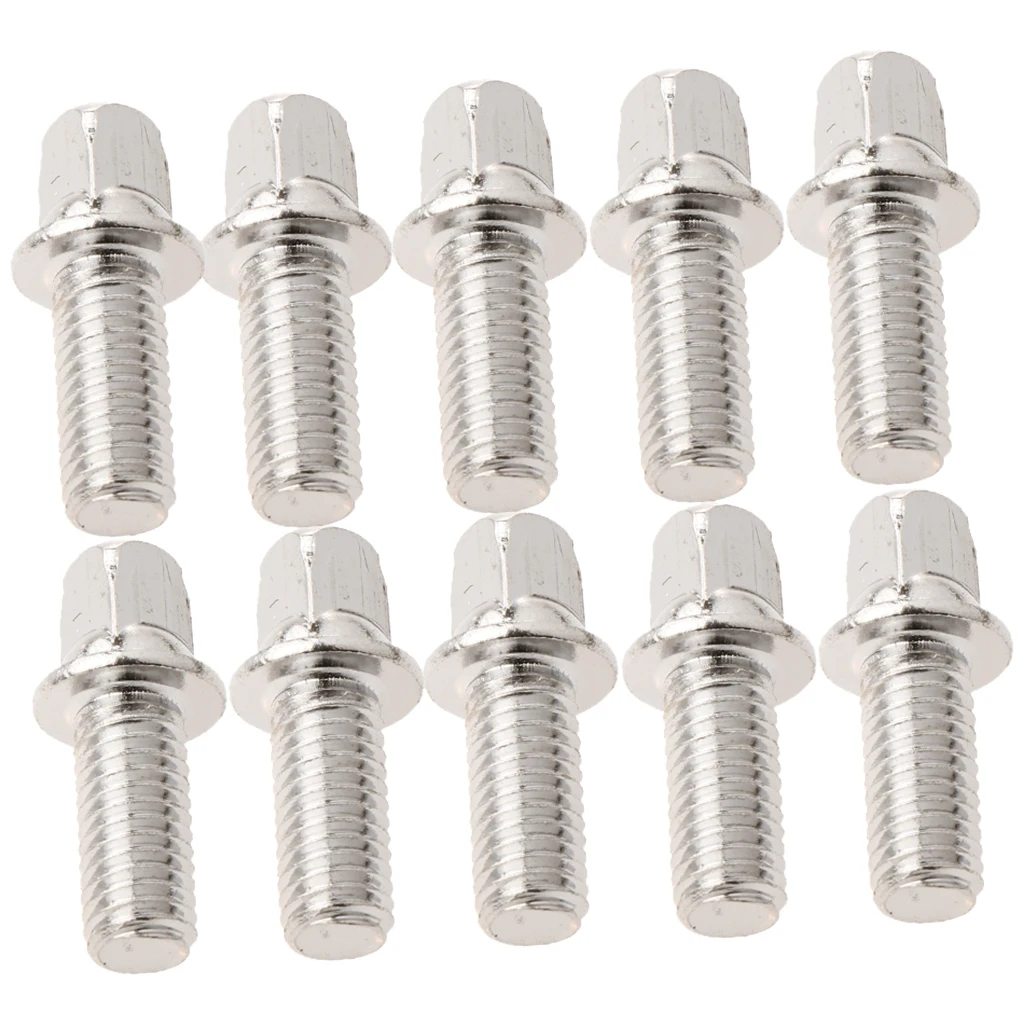 Tooyful Durable 10Pcs/Lot Metal Drum Set Pedal Beater Hammer Mounting Screws Silver for Drummers