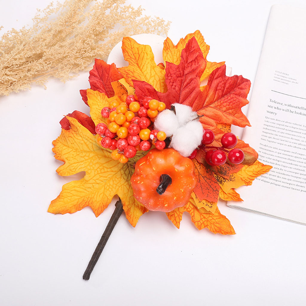 Plug-in Artificial Maple Leaves Vine with Pumpkin Garland Crafts Halloween Decor Events Home Kitchen Autumns Table Decoration