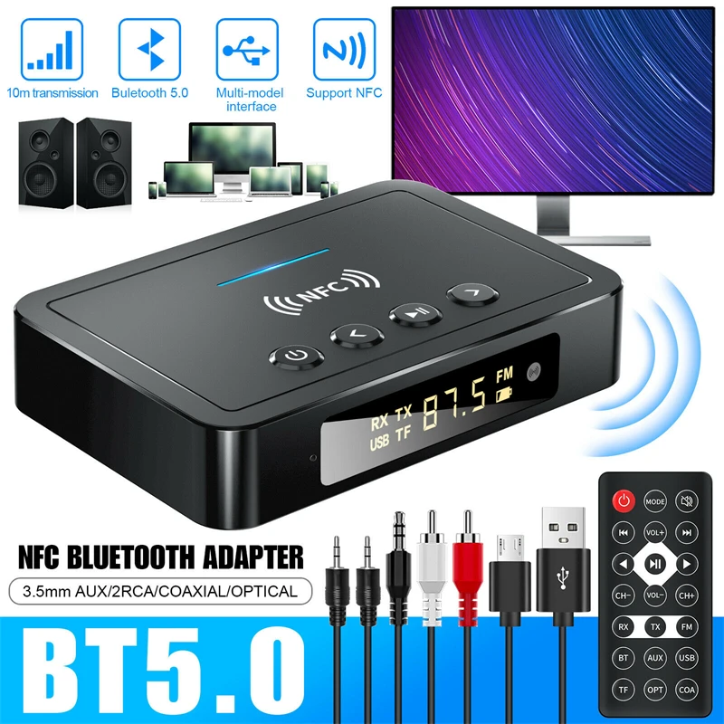 Bluetooth 5.0 receptor transmissor fm adaptador estéreo