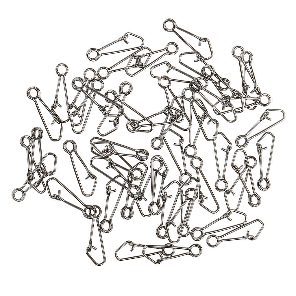 50Pcs/lot Fishing Snaps Hook Lures Fishing Line Connectors Fishing Swivels