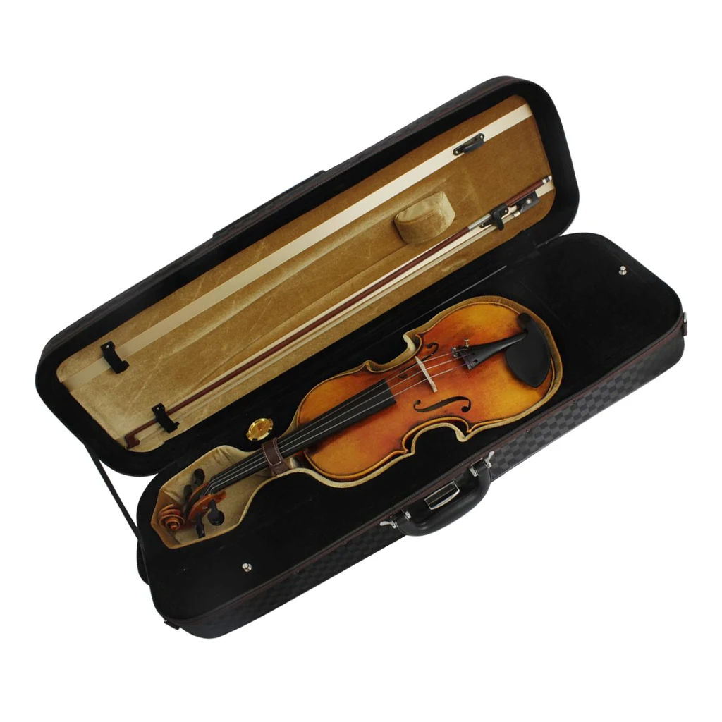 Waterproof Light 4/4 Canvas Violin Case Storage Box Shoulder Bag with Straps Lock Stringed Instruments Accessories Black