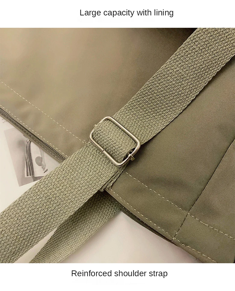 Women's Bag Shopper Simple Fashion Zipper Handbags Nylon Waterproof Solid Crossbody Large Capacity Tote Shoulder Bags For Women