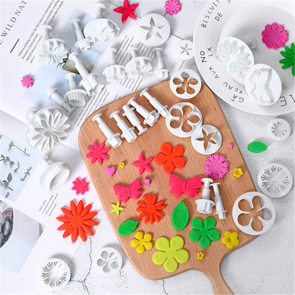 33pcs Fondant Cookie Biscuit Plunger Cutter Flower Heart Shape DIY Tools