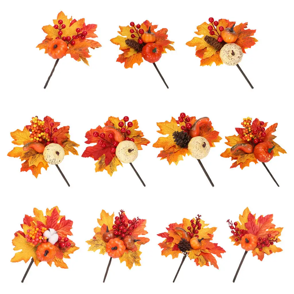 Artificial Maple Leaves Autumn Fall Maple Leaf Vine Fake Foliage with Berry for DIY Garland Halloween Decor Kitchen