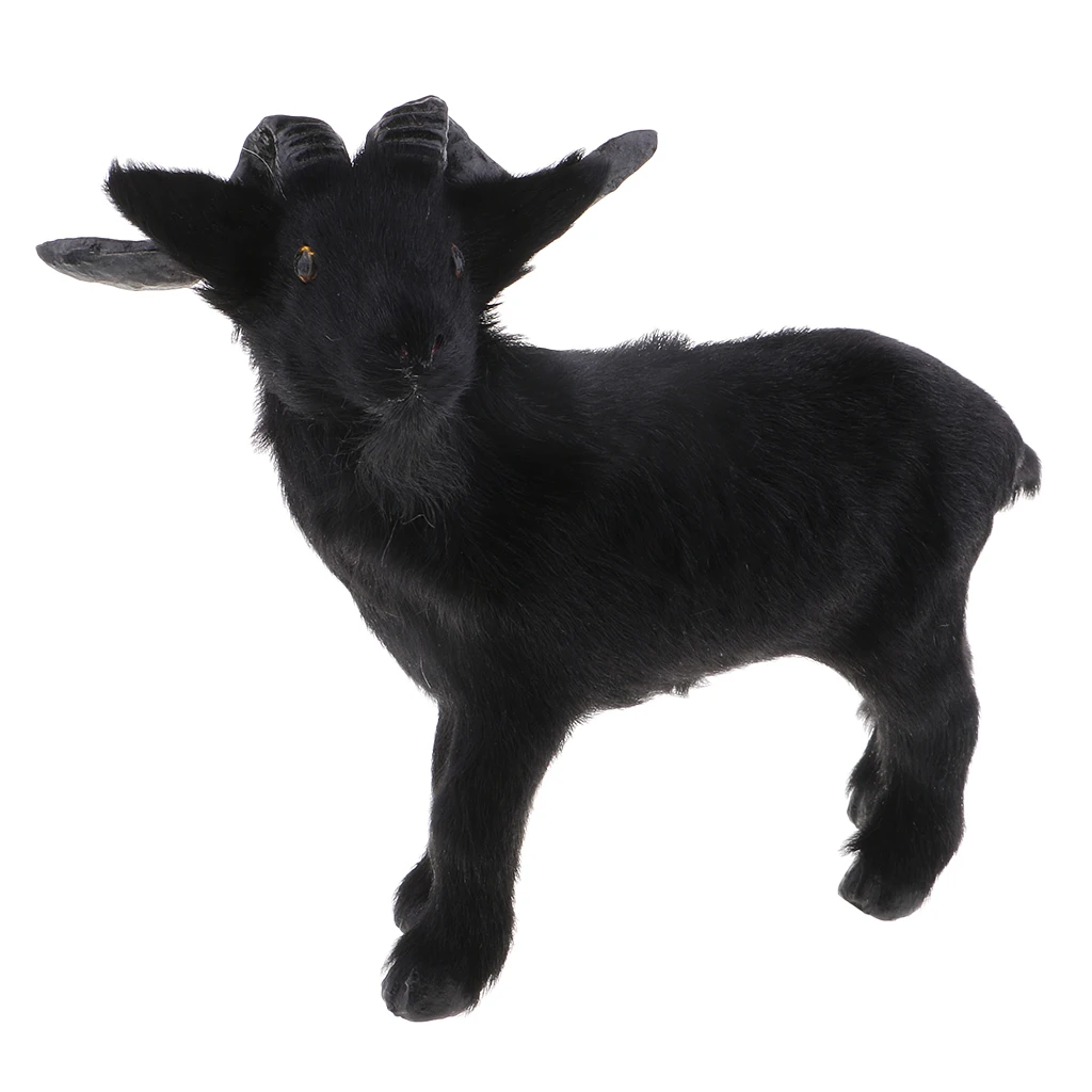 Chinese Zodiac Simulation Goat Model Soft Plush Sheep Figurines Toy Artwork Black