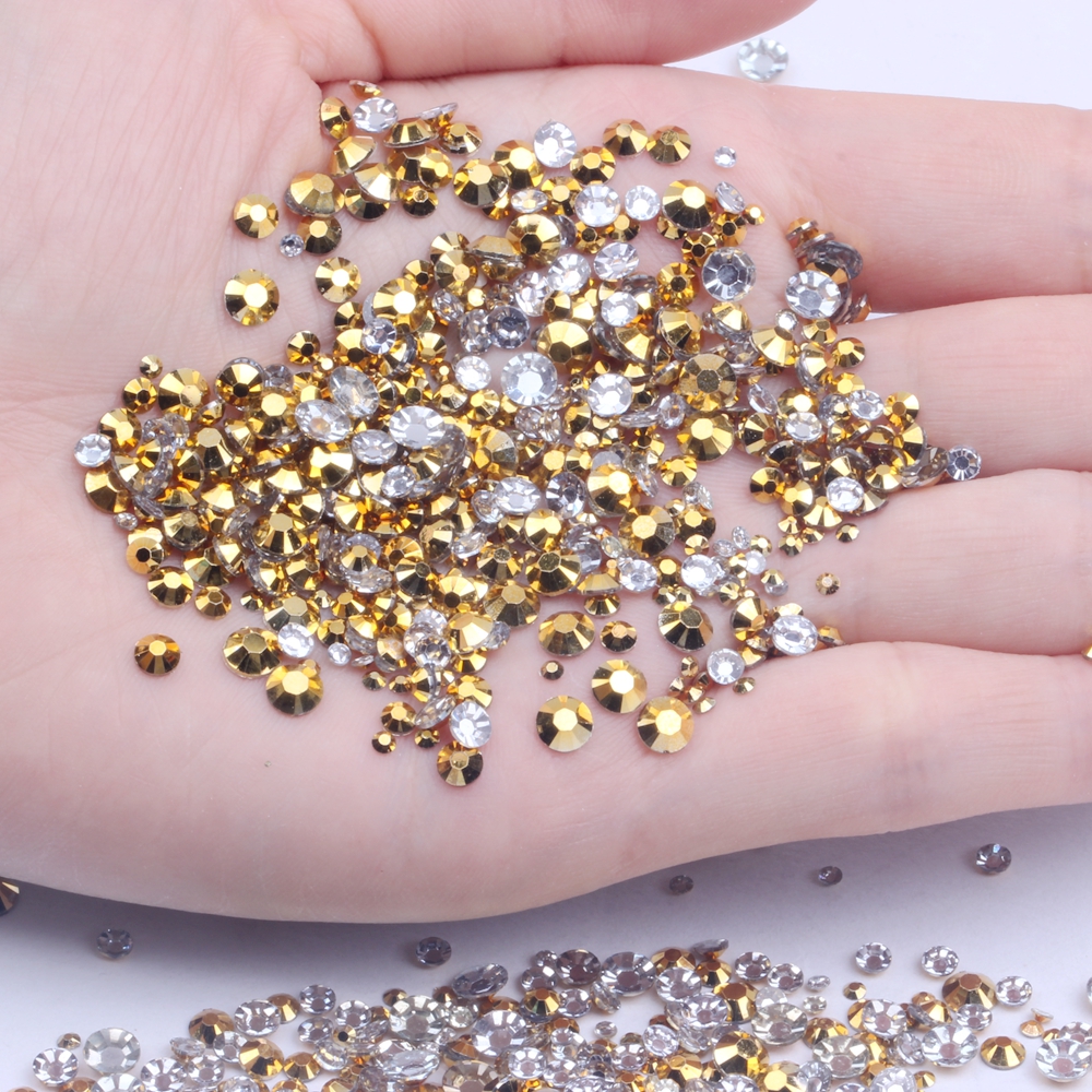 Best of 500 / 1000pcs 2-6mm And Mixed Sizes Gold Resin Rhinestones Non Hotfix Glitter For Nails Art Backpack DIY Design Decorations Reviews & Tips