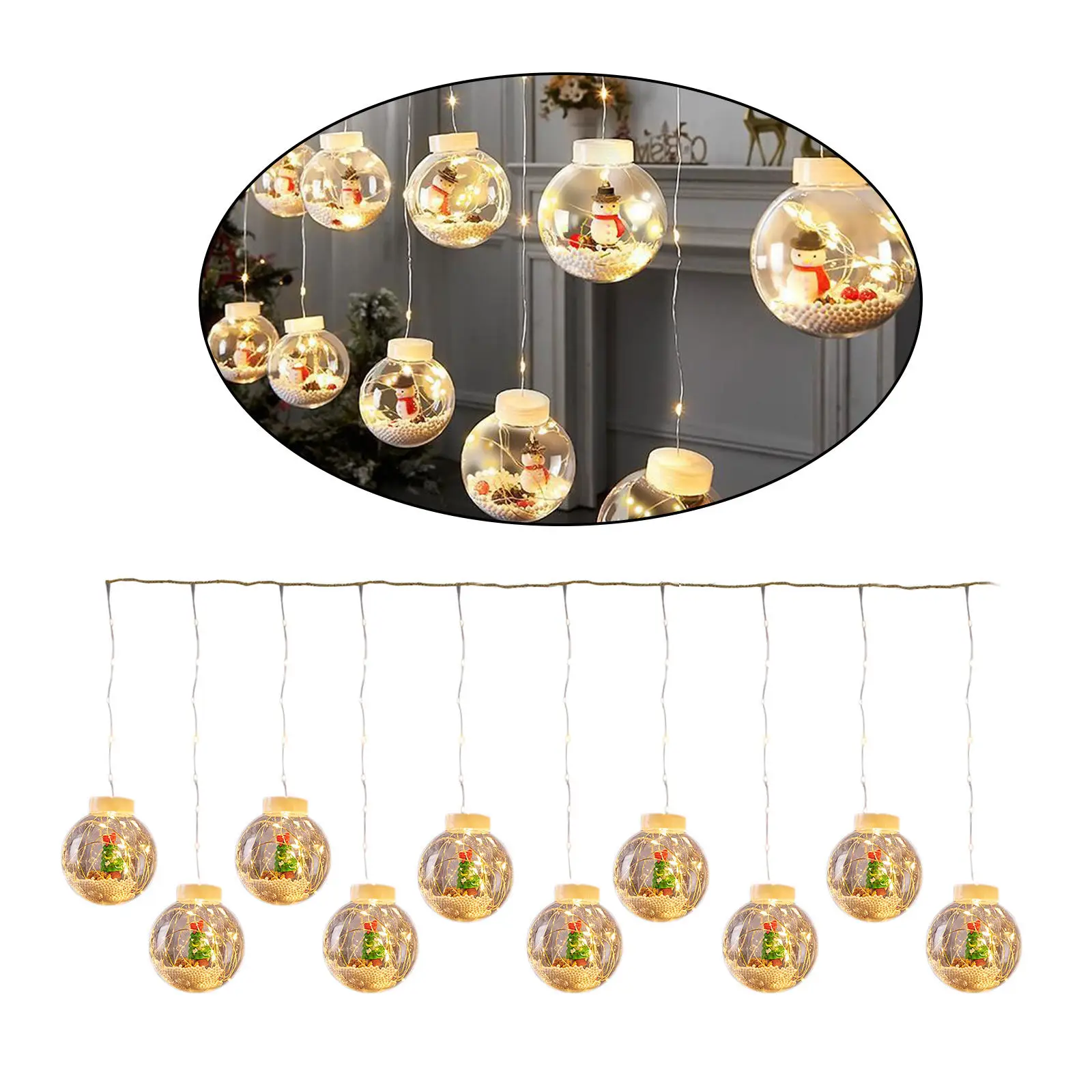 10Pcs LED Holiday Light Christmas Decoration Lamp Room Decor Garland New Year Decor String Lights Santa Decoration Accessories