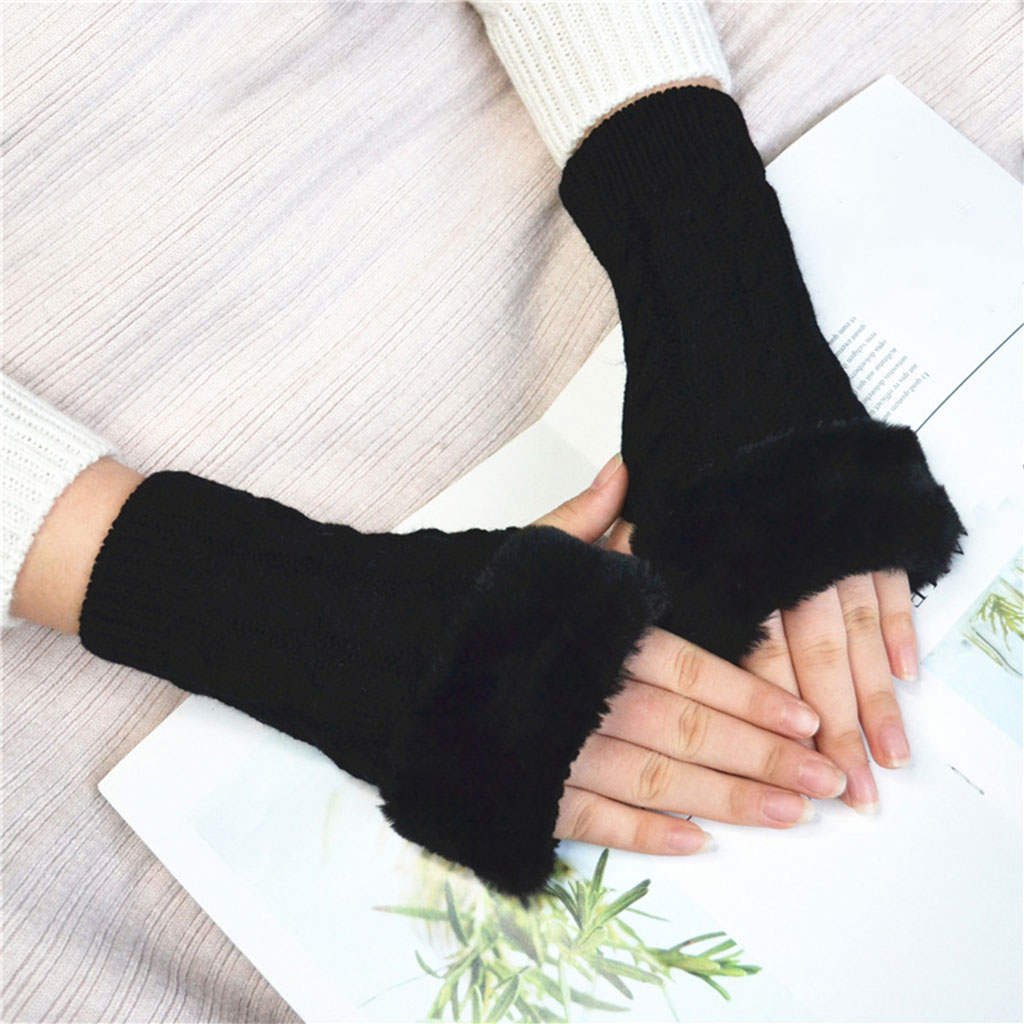 1 Pair of Women`s Gloves Warm Gloves Fingerless Windproof Appropriate Half Winter for Walking Camping Outdoor Cor