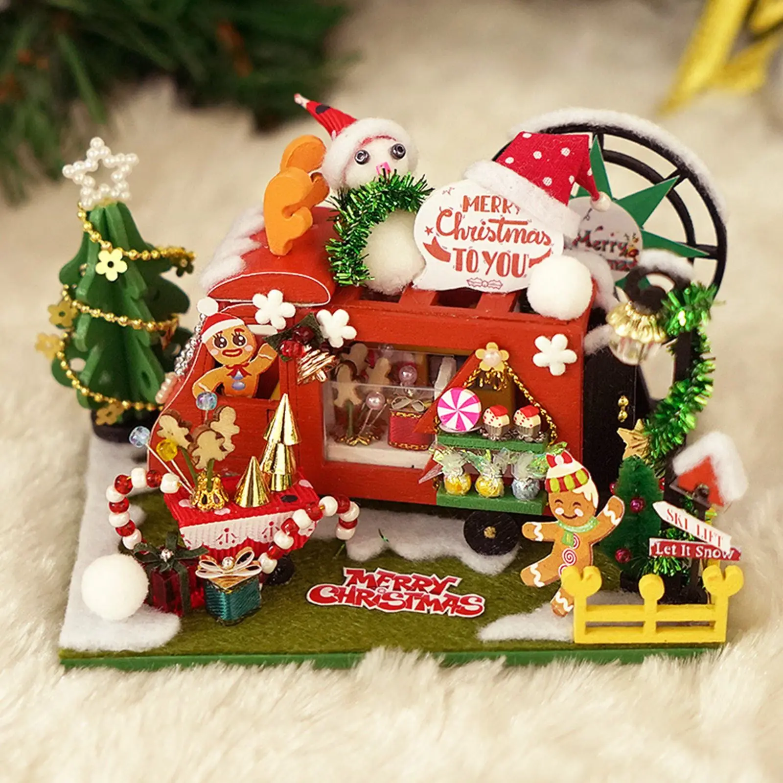 Dolls House miniatura 1:12 Accessorio di Natale decorato Snowy Natale corona 