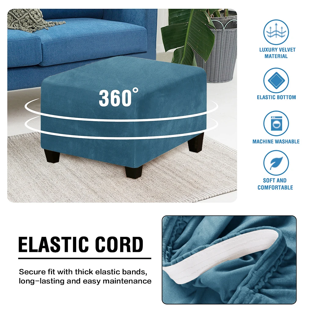 Details about   Stretch Square Ottoman Slipcovers Elastic Pouffe Footstool Sofa Protector Cover 