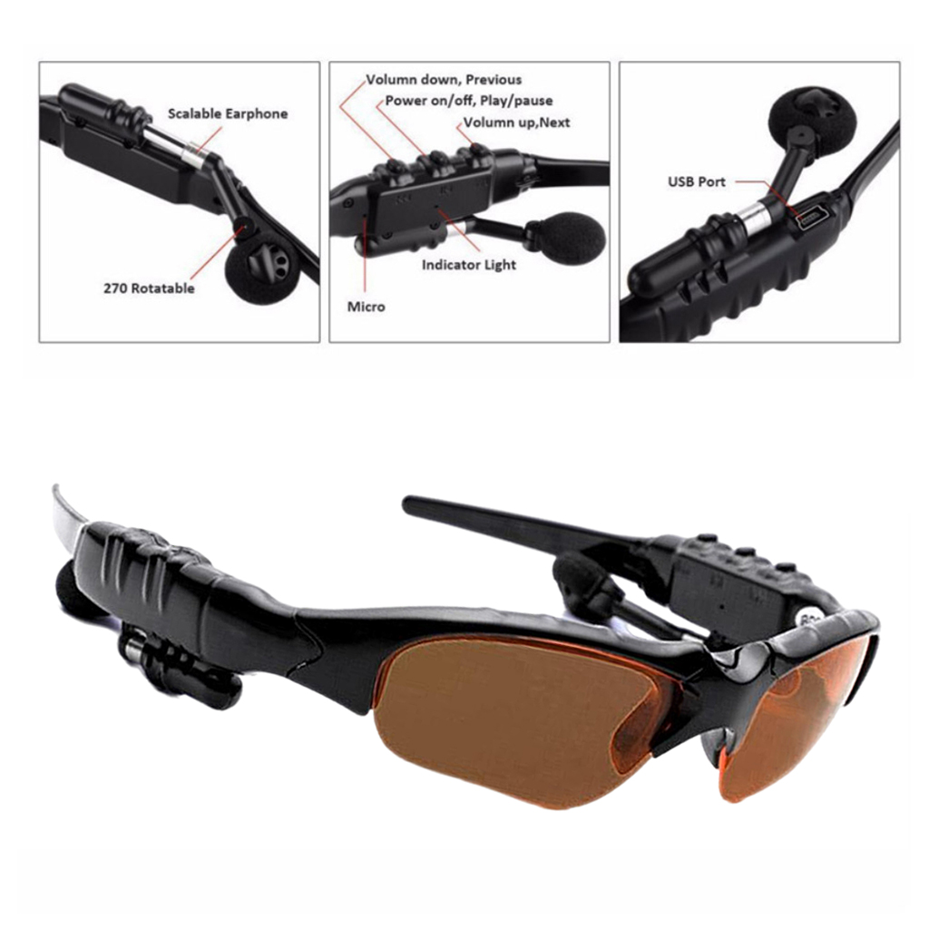 Wireless Sports Bluetooth 4.2 Sunglasses Polarized Glasses Headset Headphone for Running