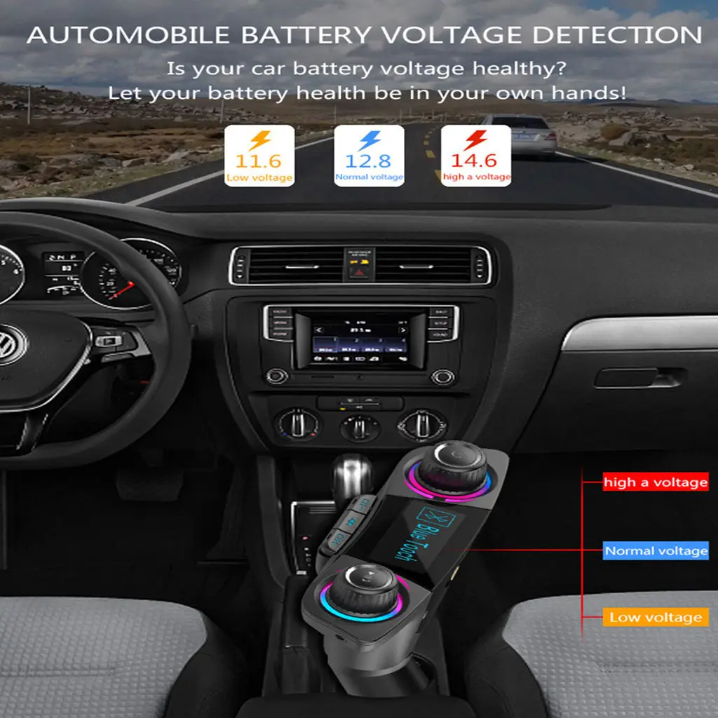 Bluetooth Car MP3 Player FM Transmitter Adapter 2 USB Ports Call Hands-free
