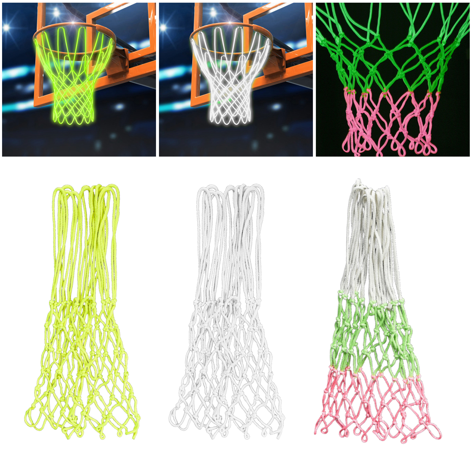 Durable Basketball Hoop Net Replacement Standard Glow In the Dark Basketball Portable Mesh Netting Accessories