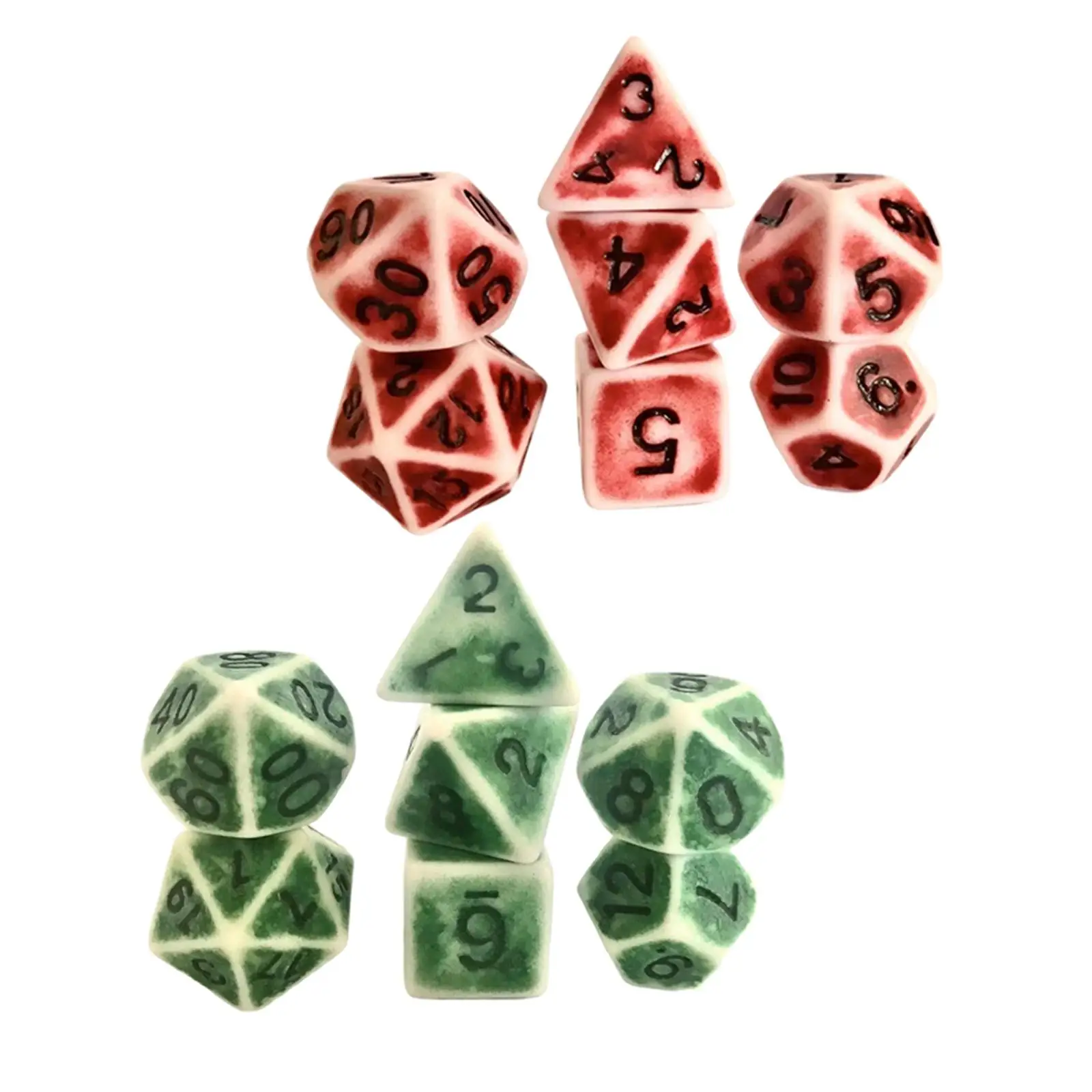 Set of 7 7-Die Polyhedral Dice Retro Color D4 D6 D8 D10 D10 D12 D20 for Table Games