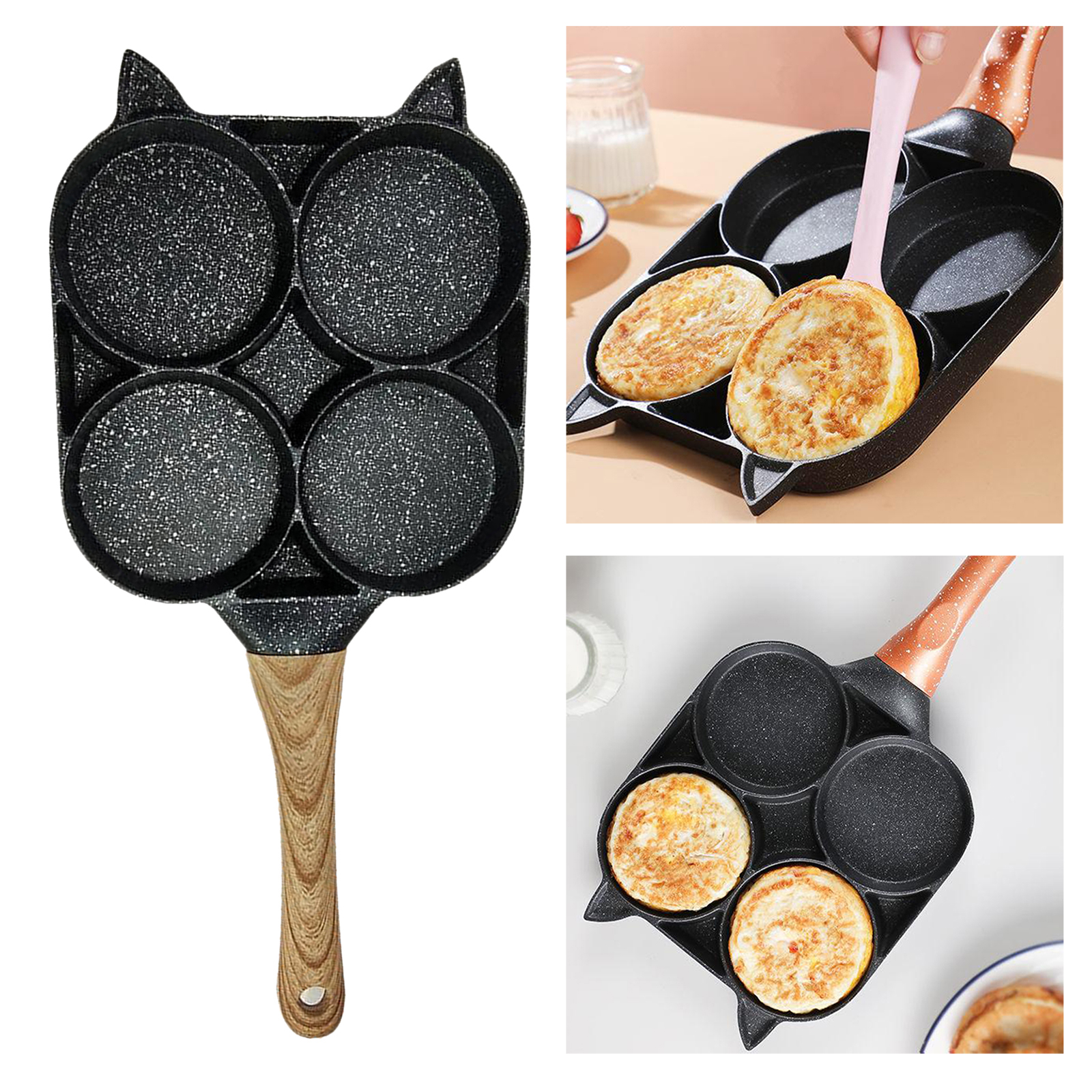 Pancake Pan Non-stick Eggs Frying Pan Sausage Steak No Oily Smoke Mini Breakfast Machine Skillet with Long Handle