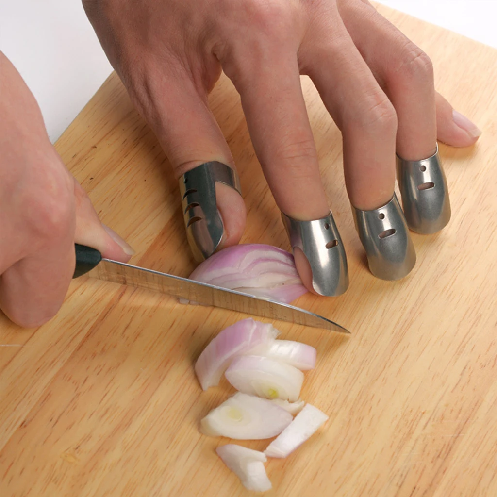 4Pcs Slicing Chopping Safe Finger Protector Guard Sleeves Kitchen Gadget