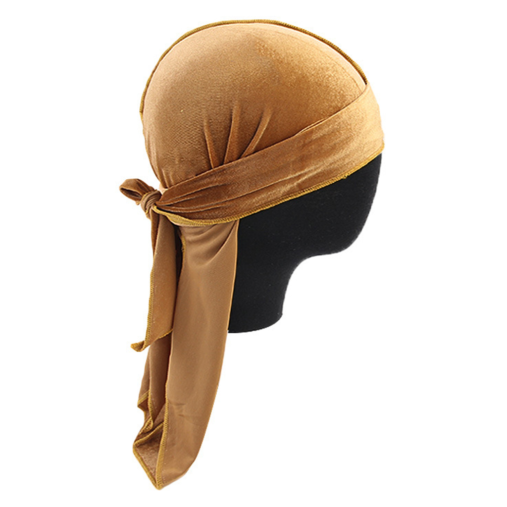 Men's Elegant Velvet Bandana Hat Long Tail Headwear Beanie Cap Chemo Hat