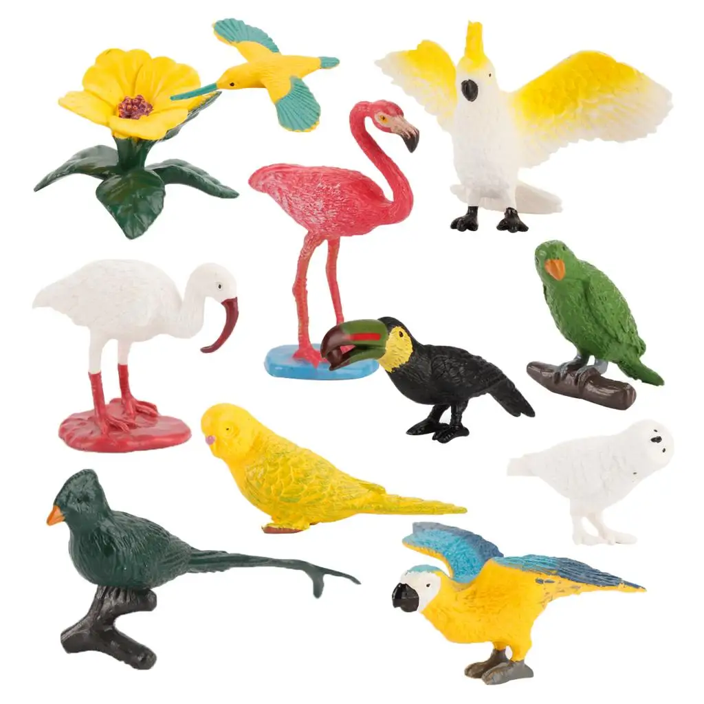 Details about   10 Pack Mini Bird Model Realistic Plastic Animal Figure Parrot Hummingbird 