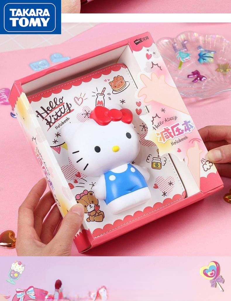 Bonito dos Desenhos Bloco de Notas Takara Tomy Animados Kitty Descompressão Notebook Criativo Mão Ledger Olá 2 Cheap Adesivos