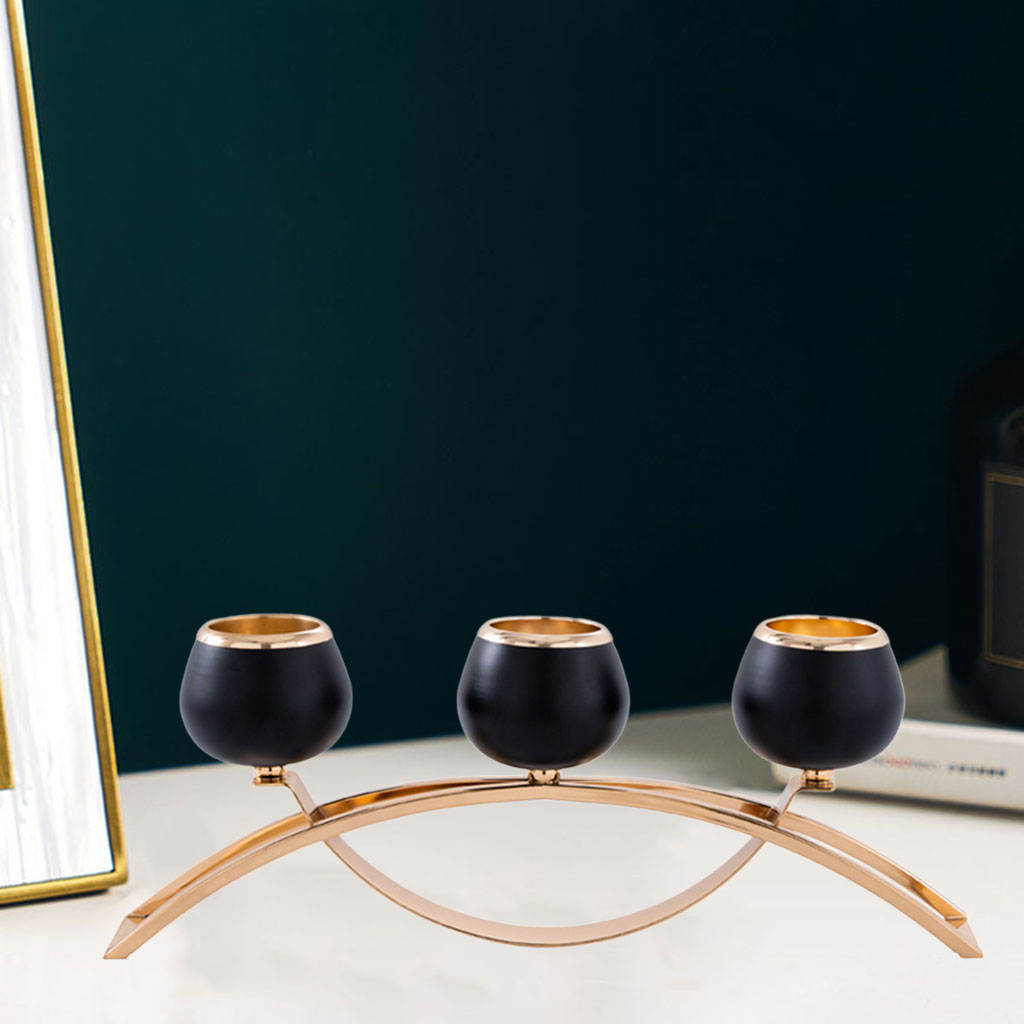 Metal Gold Plated Candle Holder Modern 3-Arms Candelabra For Wedding Prop Candlelight Dinner Hotel Home Decoration