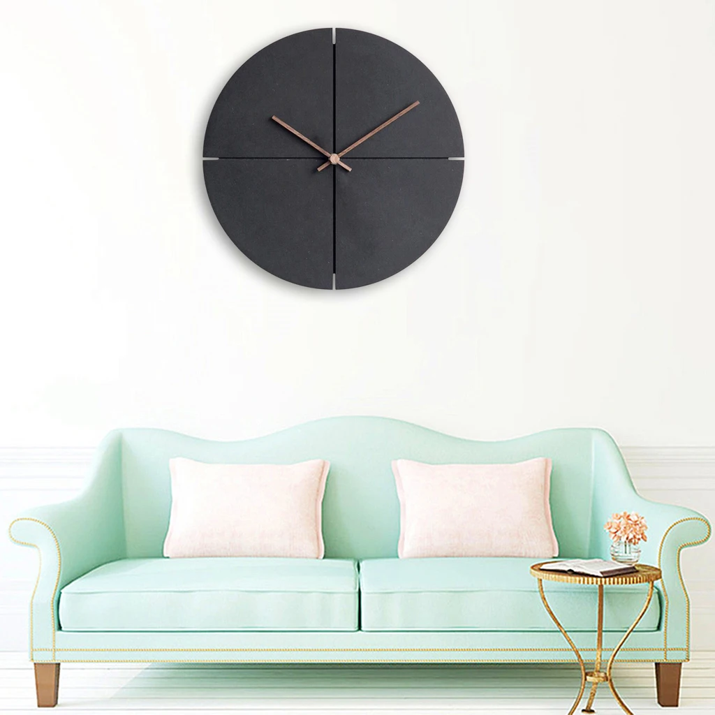 Silent Wall Clock Wooden Simple Design Round Hanging Art Watch Home Living Room Bedroom Minimalist Ornament