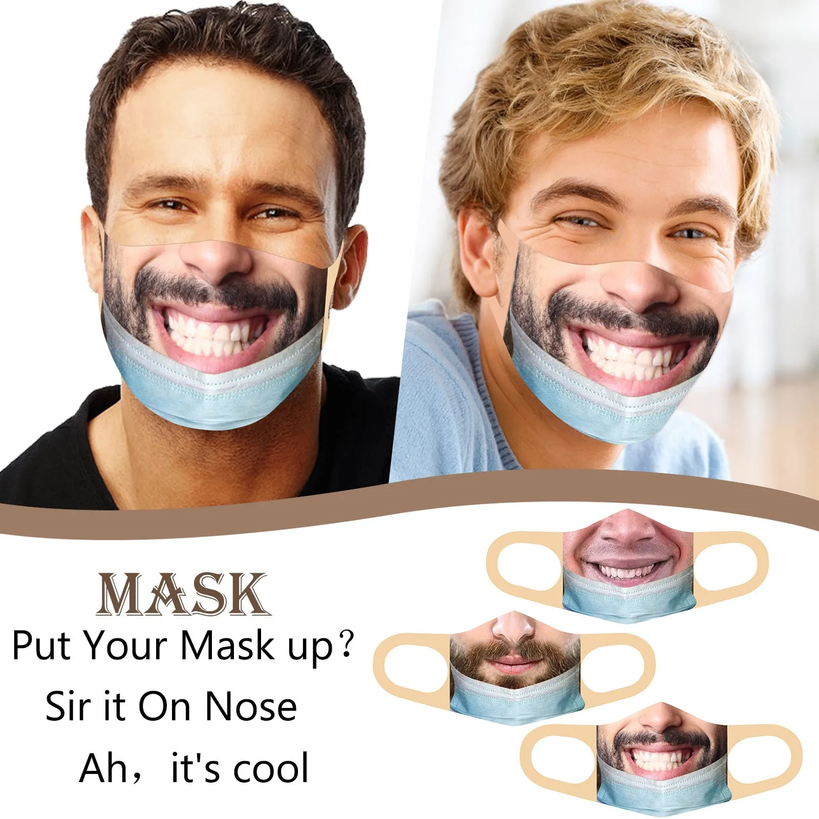 washable funny face mask