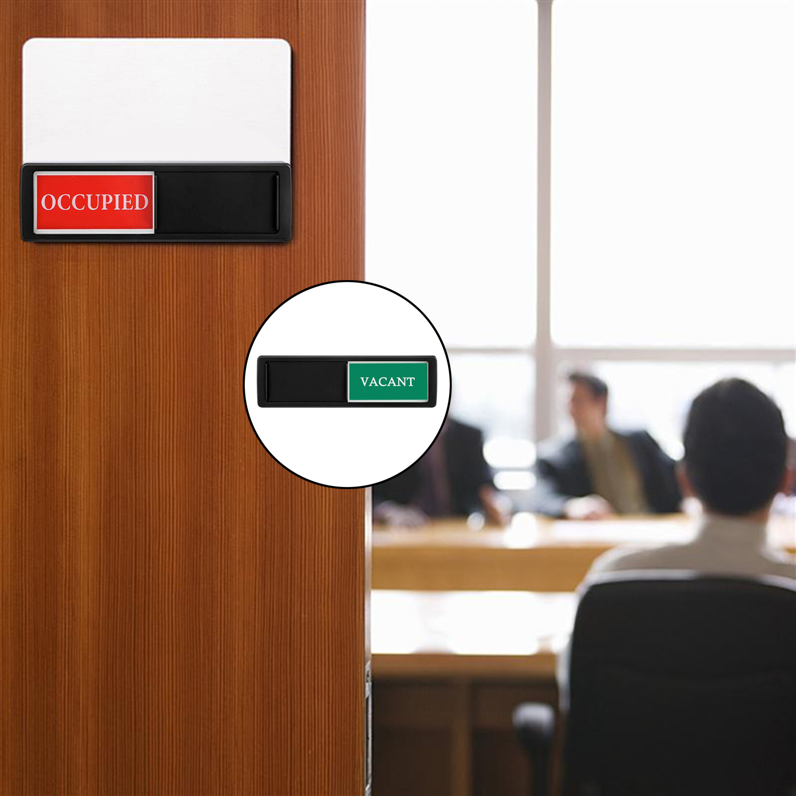 Notice Sign Adhesive Office Door Slider Sign for Office Restroom Conference Privacy Sign Whether Room is Available Or Not