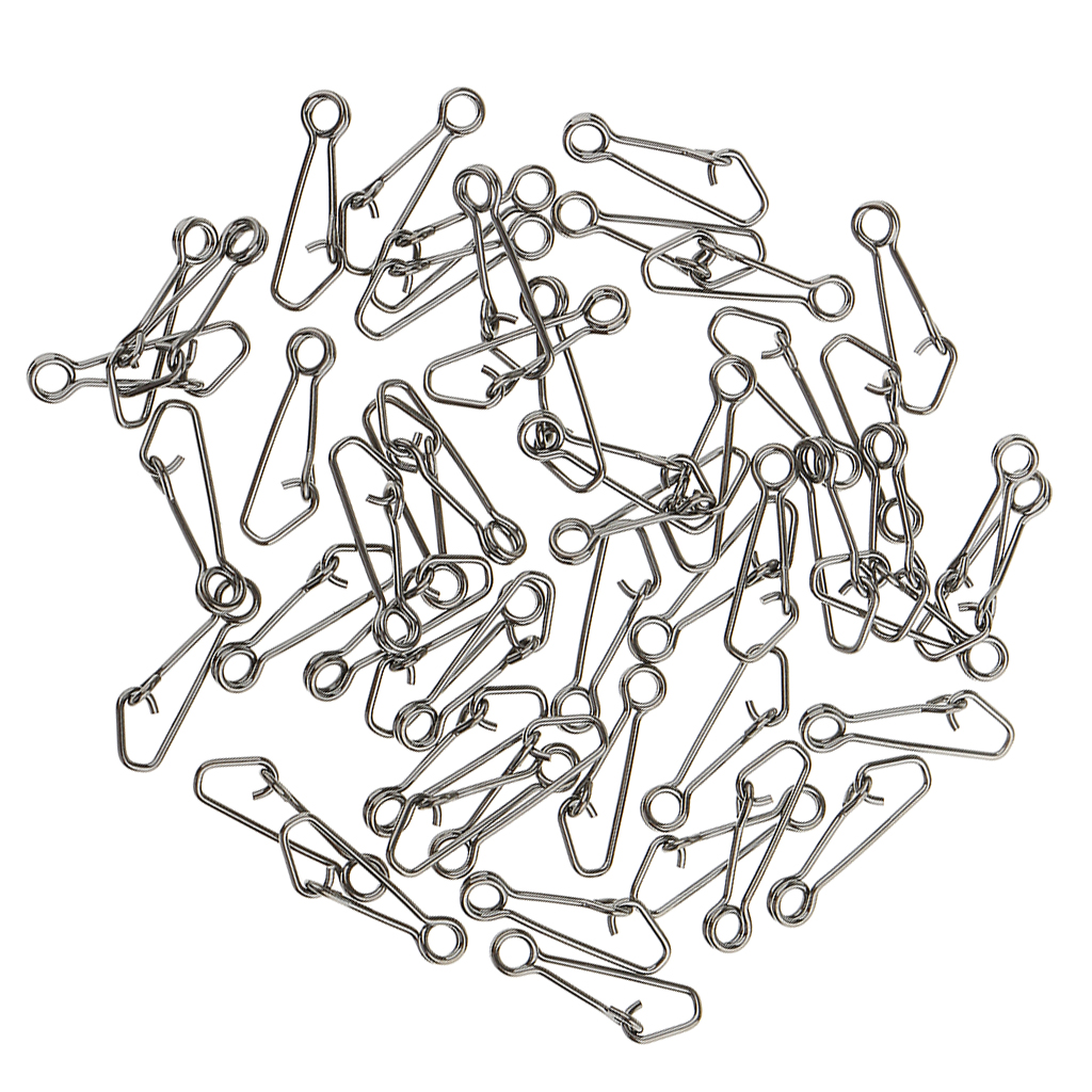 50Pcs/lot Fishing Snaps Hook Lures Fishing Line Connectors Fishing Swivels