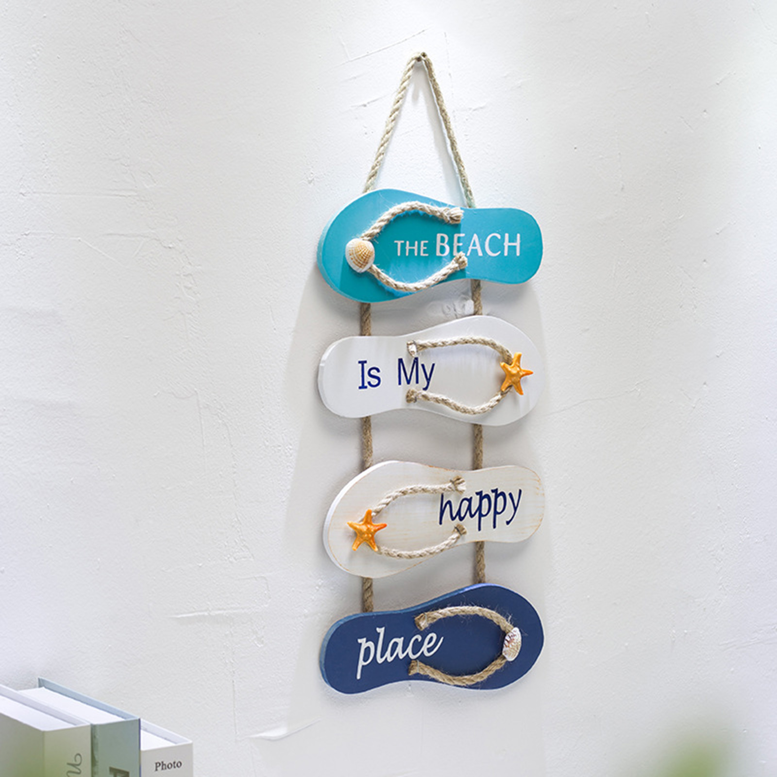 Nautical Beach Wall Plaque Wooden Decoration Door Home Decor Decorative Seaside Bar Hotel Wall Sign Craft with Hanging Rope